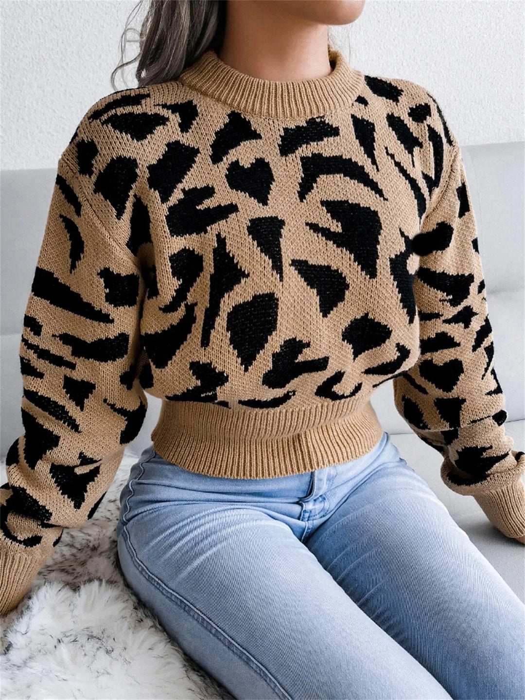 Capucine® | Pull Court à Imprimé Animalier