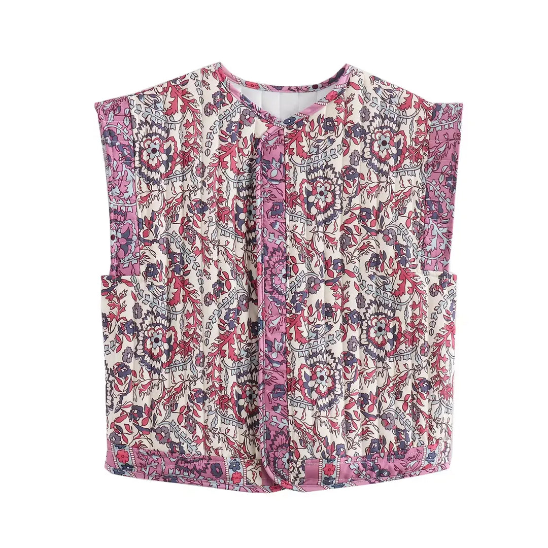 Sophie Paris® I Gilet en coton matelassé avec motif brodé