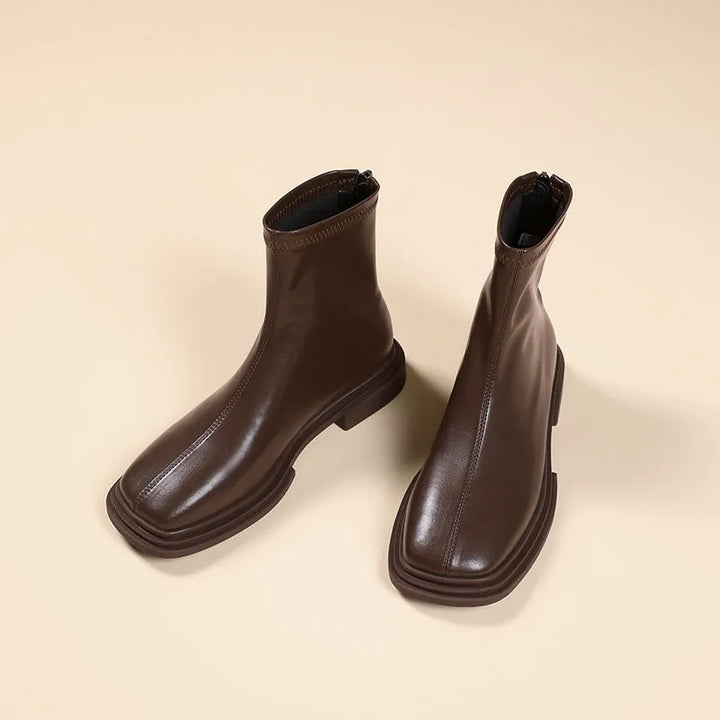 Léa Blanchet® | Bottines Minimalistes à Bout Carré