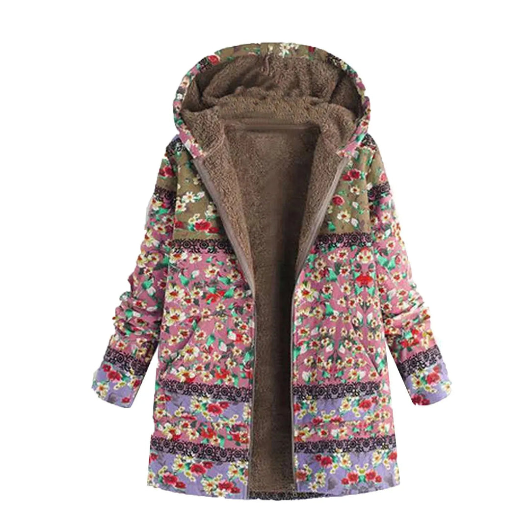 Sophie Paris I Chic Manteau à capuche avec imprimé floral