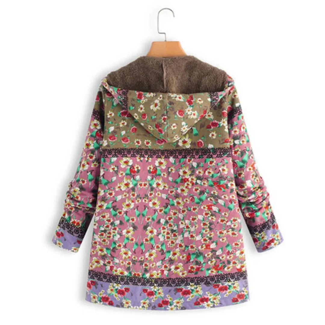 Sophie Paris I Chic Manteau à capuche avec imprimé floral