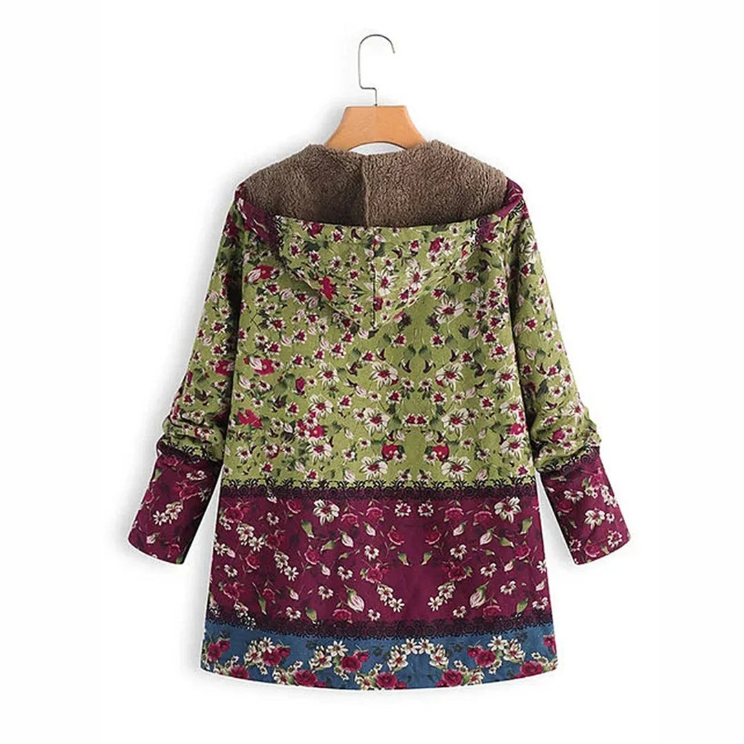 Sophie Paris I Chic Manteau à capuche avec imprimé floral