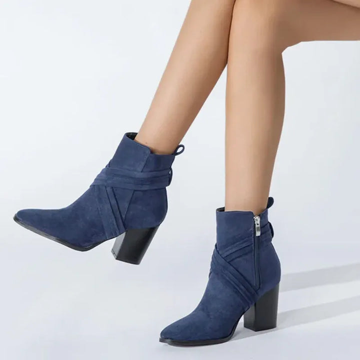 Sophie Paris® I Bottines à Talon avec Détails de Zip et Lanières