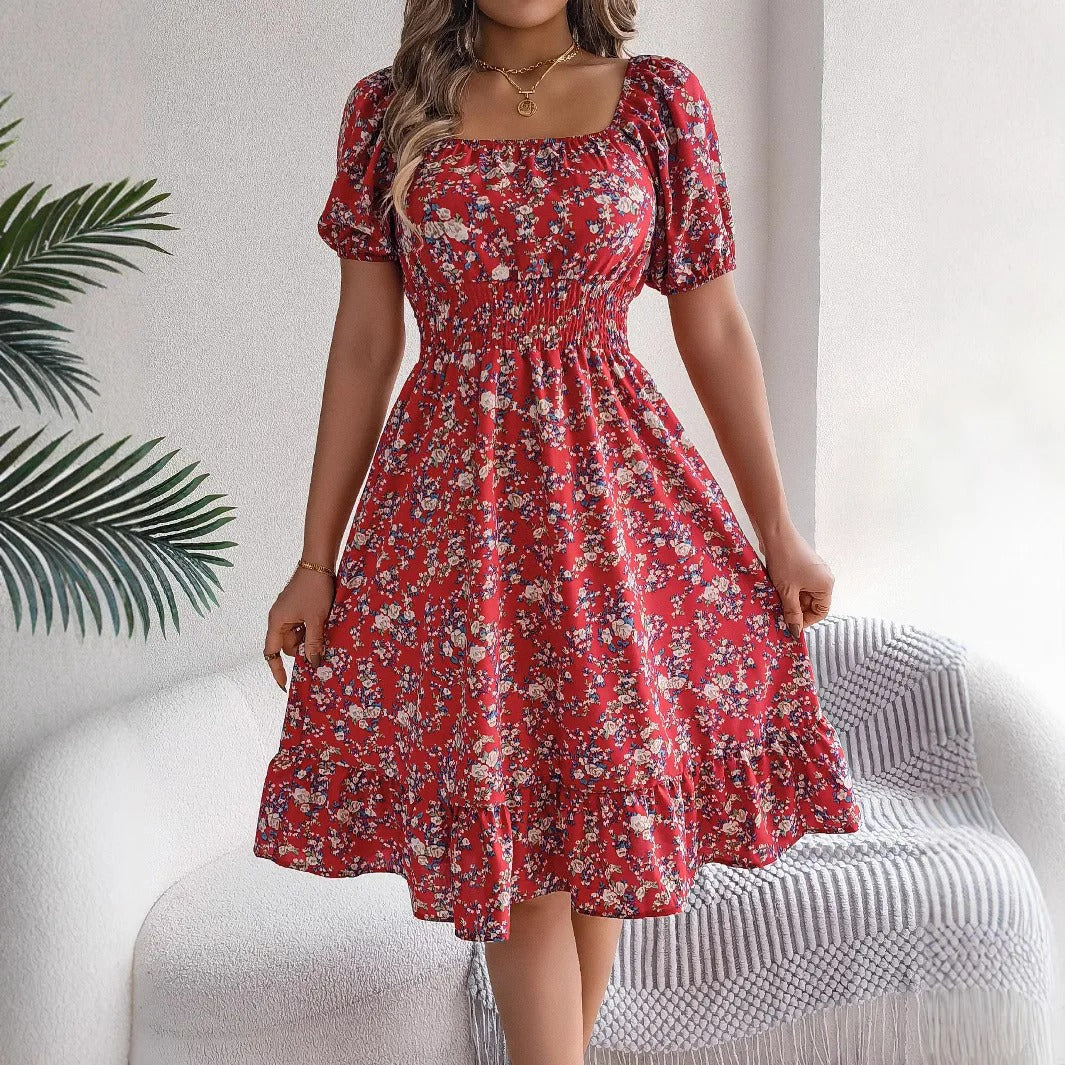 Sophie Paris® | Robe mi-longue de plage à imprimé floral 3D