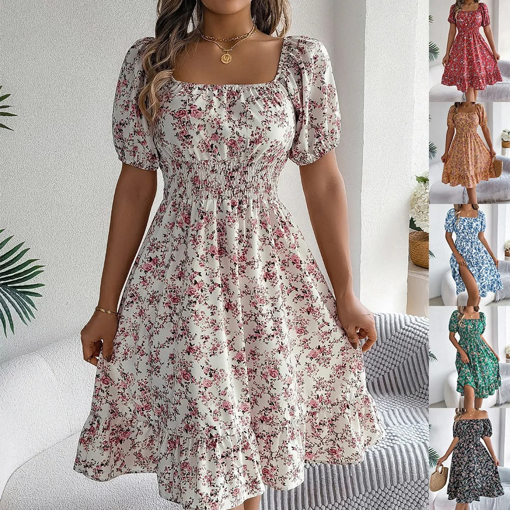 Sophie Paris® | Robe mi-longue de plage à imprimé floral 3D