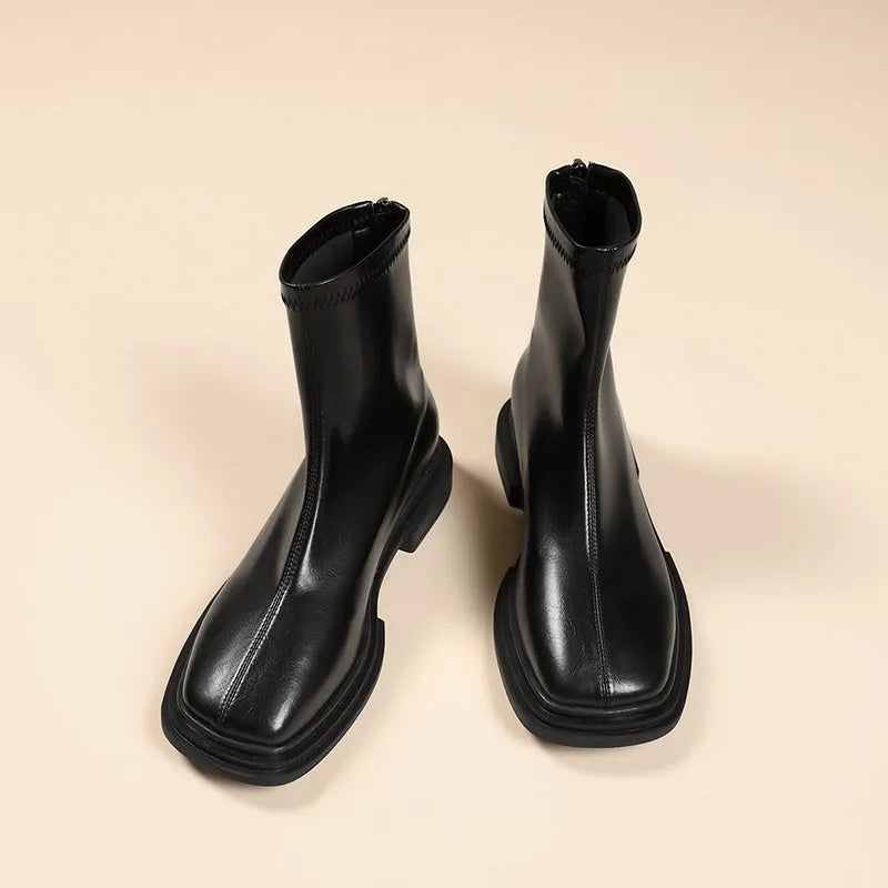 Léa Blanchet® | Bottines Minimalistes à Bout Carré